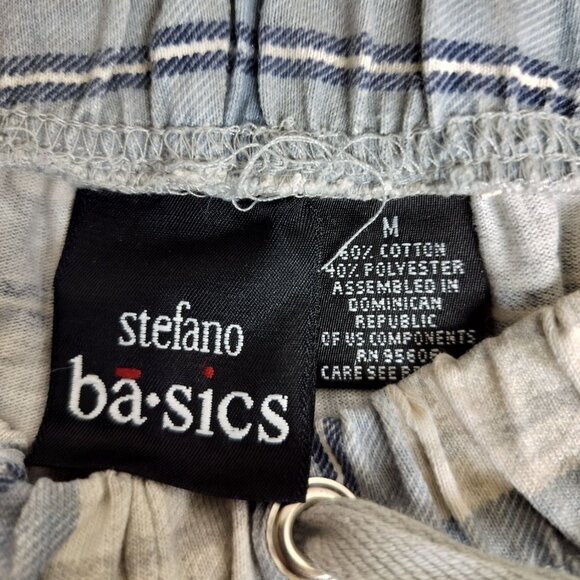 Stefano Basics Mens Plaid Cotton Blend Shorts M Blue White Draw String Stretch - Picture 4 of 4